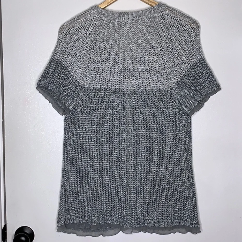 Chico’s Metallic‎ Silver Gray Open Cardigan